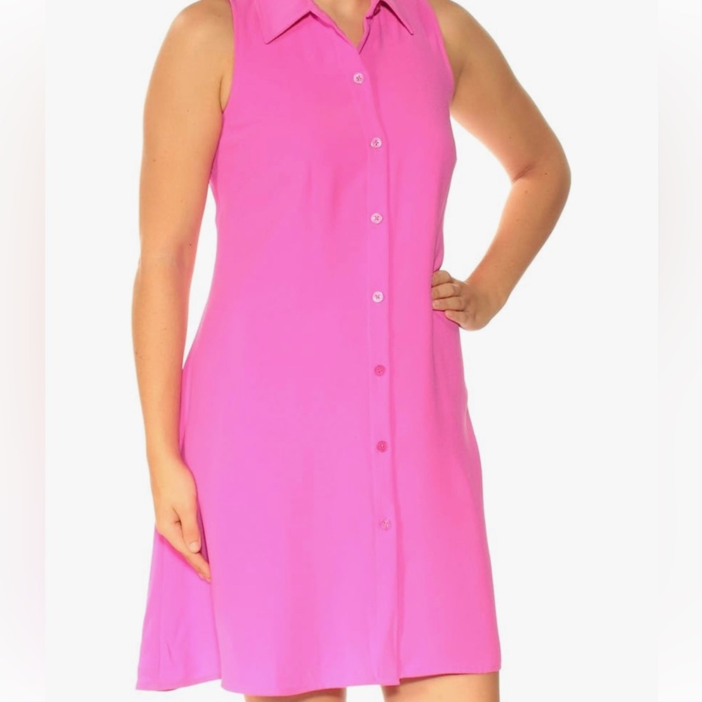 Ralph Lauren Sleeveless Crepe Shirtdress, Orchid Pink Sz:16